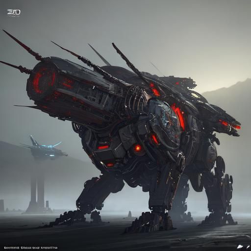 Futuristic Mech Warrior in Sci-Fi Battle Scene