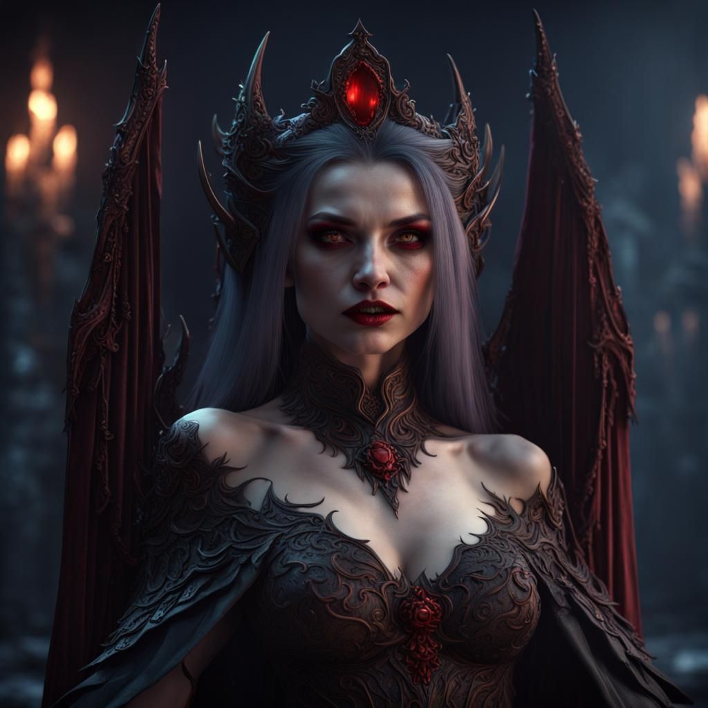 Detailed Vampire Queen Fantasy Concept Art