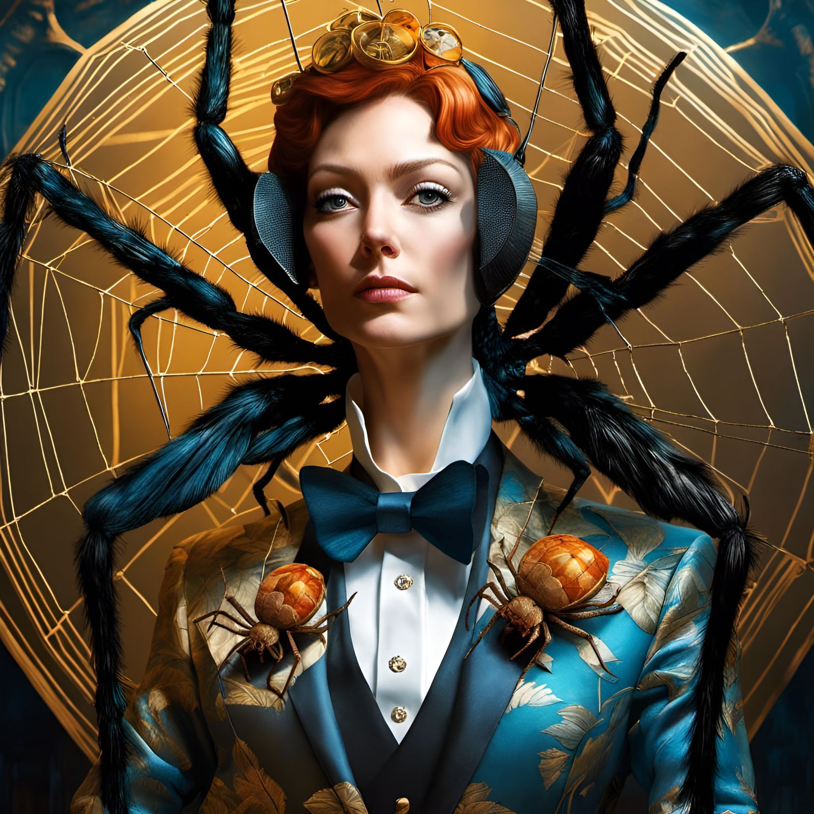 Spy Spider Portrait in Renaissance Comic Style