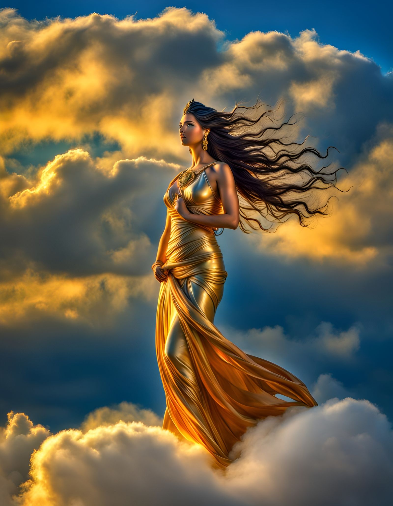 Radiant Wind Goddess on a Cloud