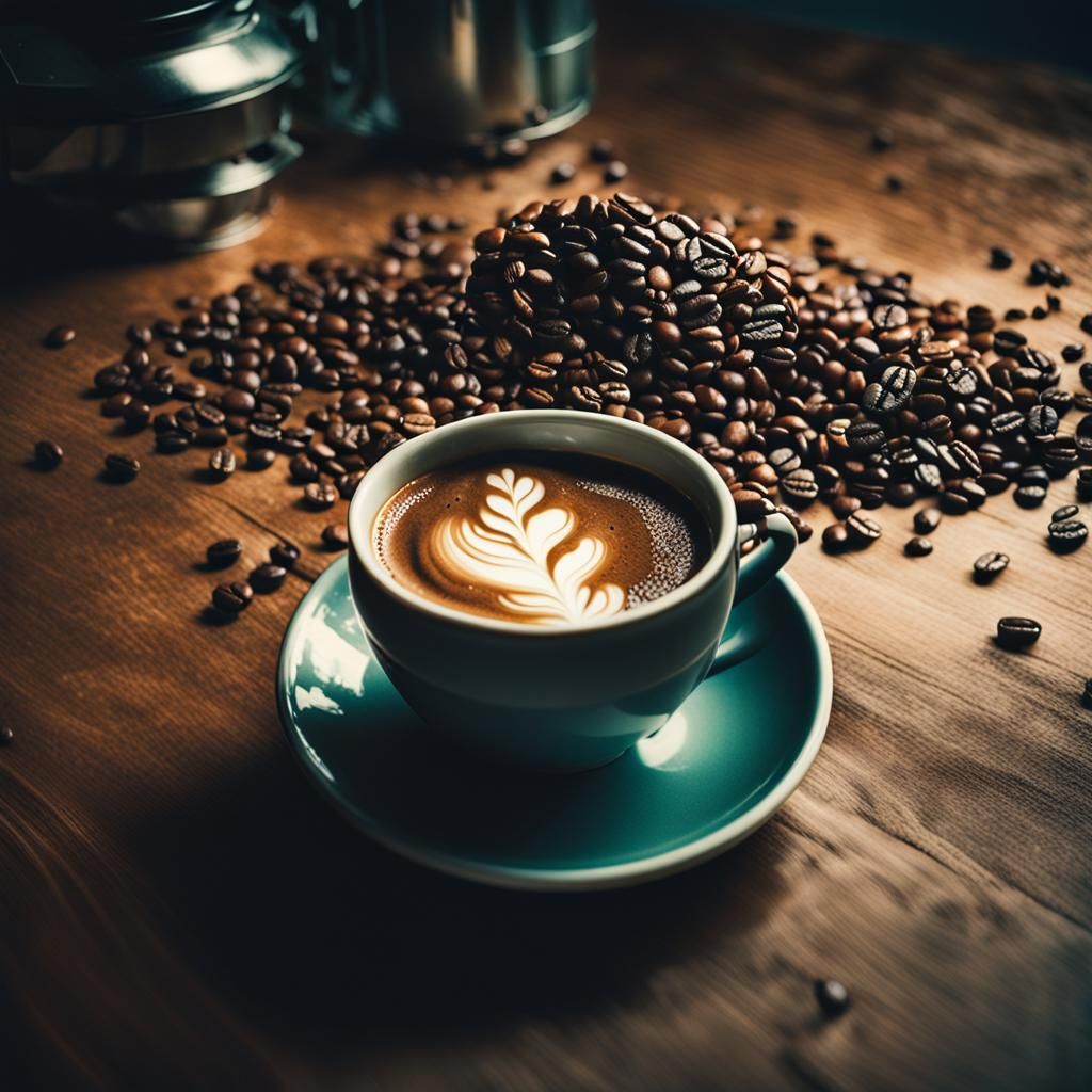 Dramatic Coffee Still Life in Cinematic Style