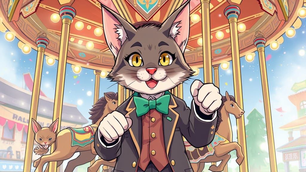 Anime Character in Unique Suits Playing Carousels