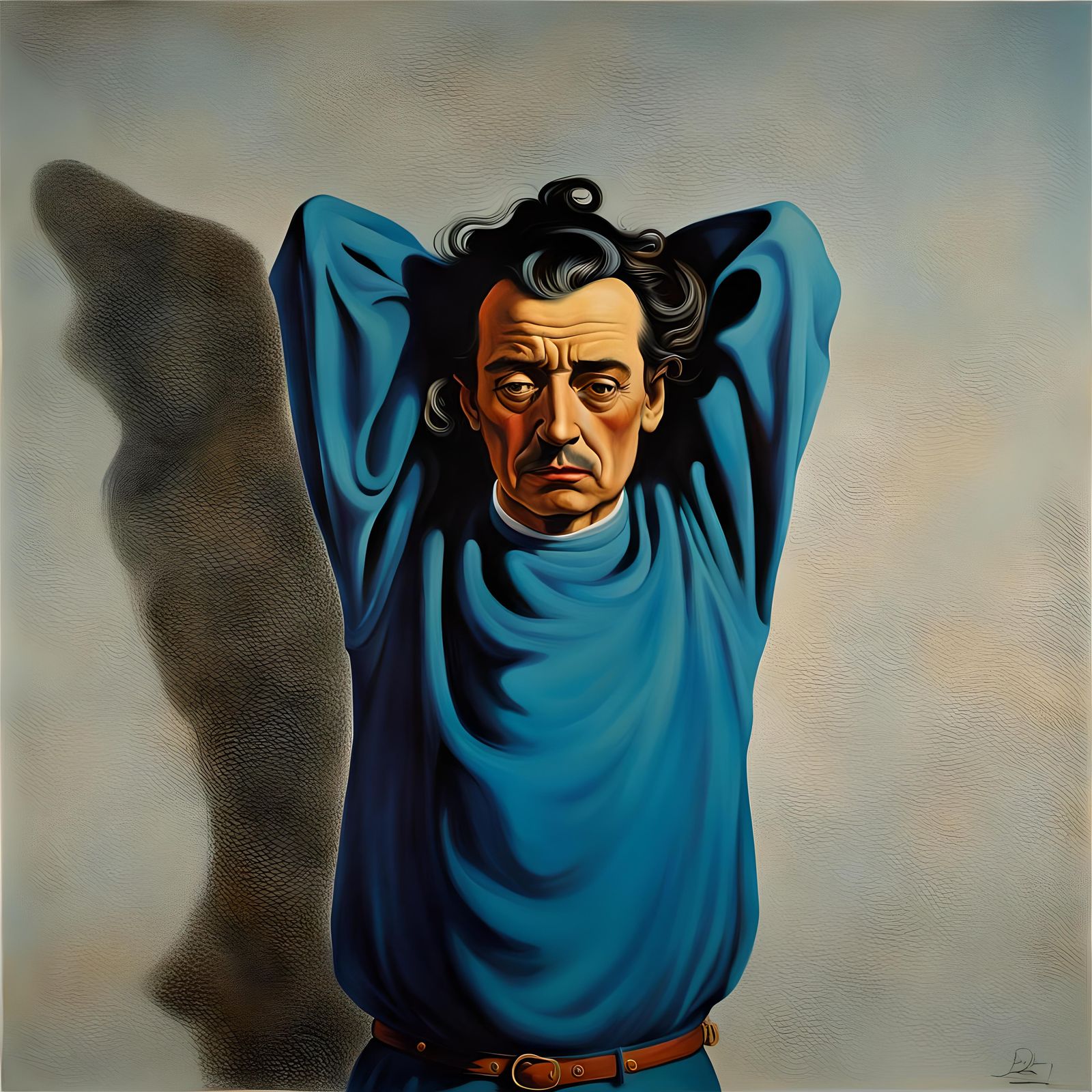 Surreal Portrait of Emotional Trauma as Oil Painting