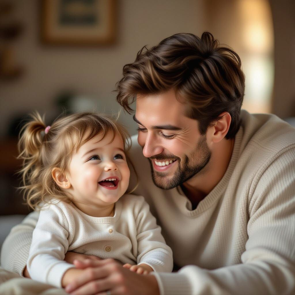 Young Man Amuses Laughing Sister in Realistic Style