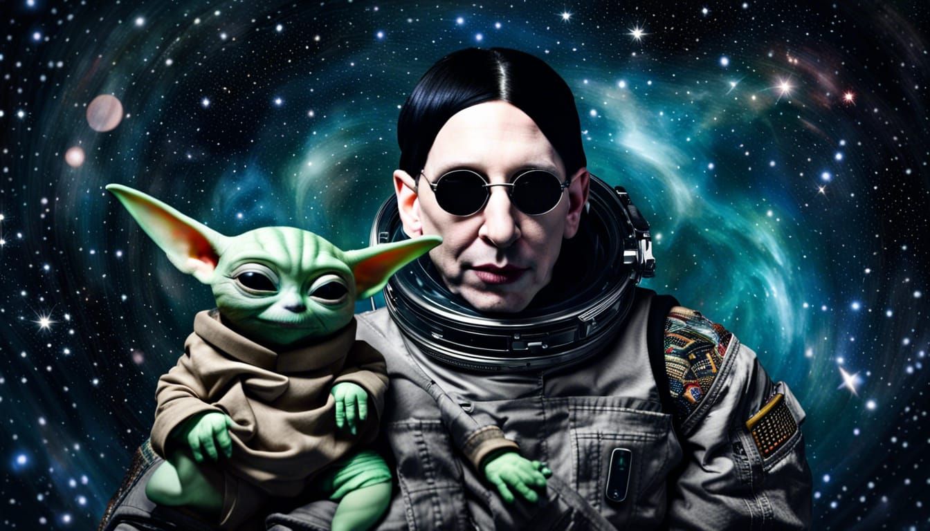 Hyperrealistic Astronaut Floating in Hyperspace Galaxy