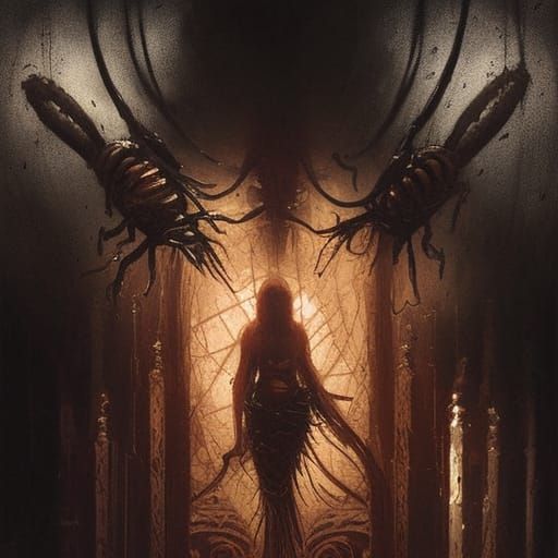 Bees in Rib Cage: Sinister Dark Fantasy Art