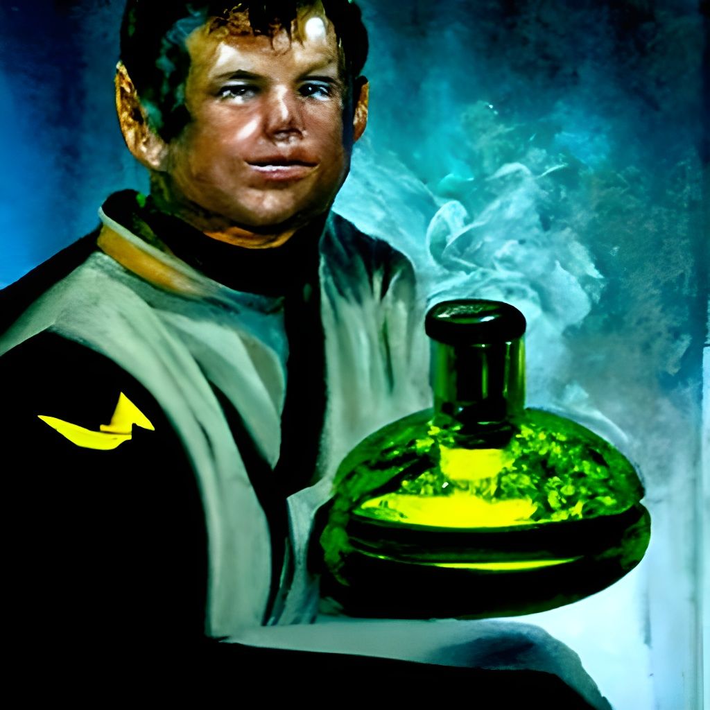 Captain Kirk Visits a Modern Dispensary as Oil Painting