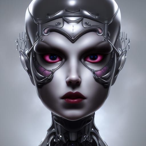 Gothic Porcelain Doll with Ultron Head in 8K