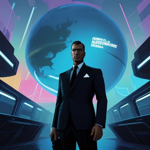 Futuristic Businessman with Globe in Vibrant 3D Style