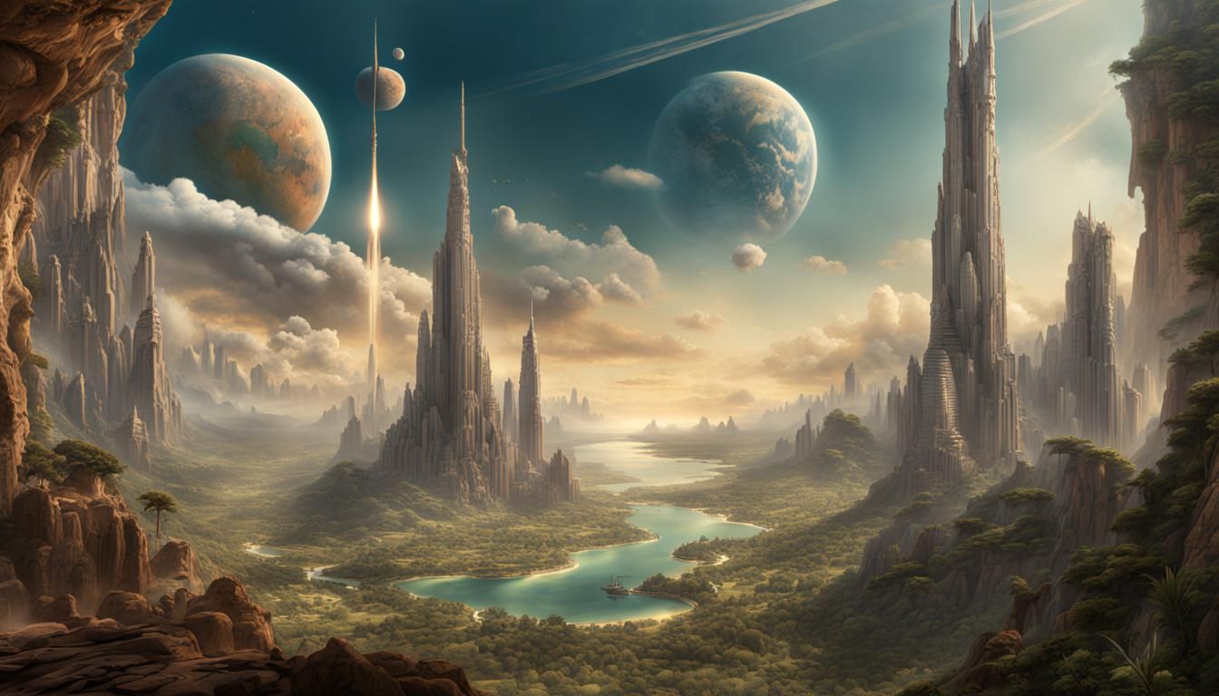 Romantic Matte Painting of a Distant Paradise World