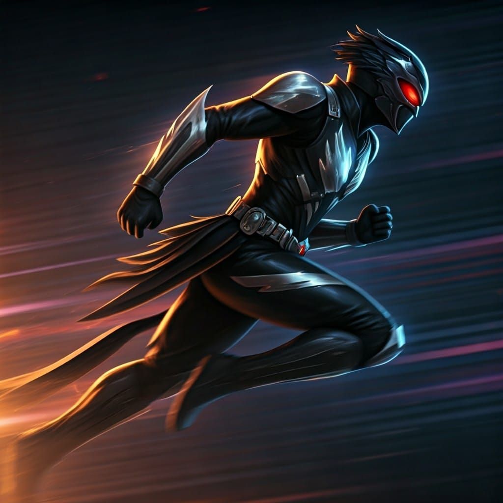 Cyberpunk Hero in Sleek Black and Silver