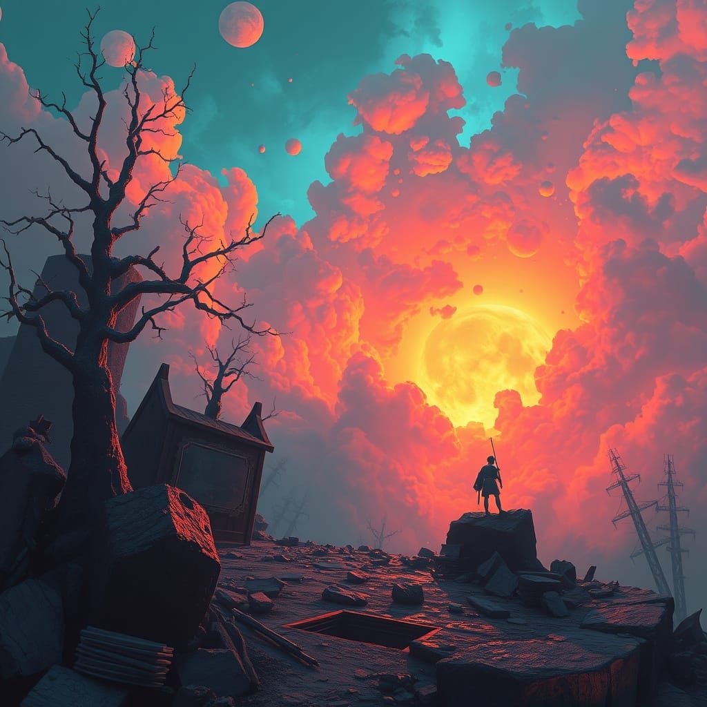 Surreal Dreamlike Scene with Vibrant Colors