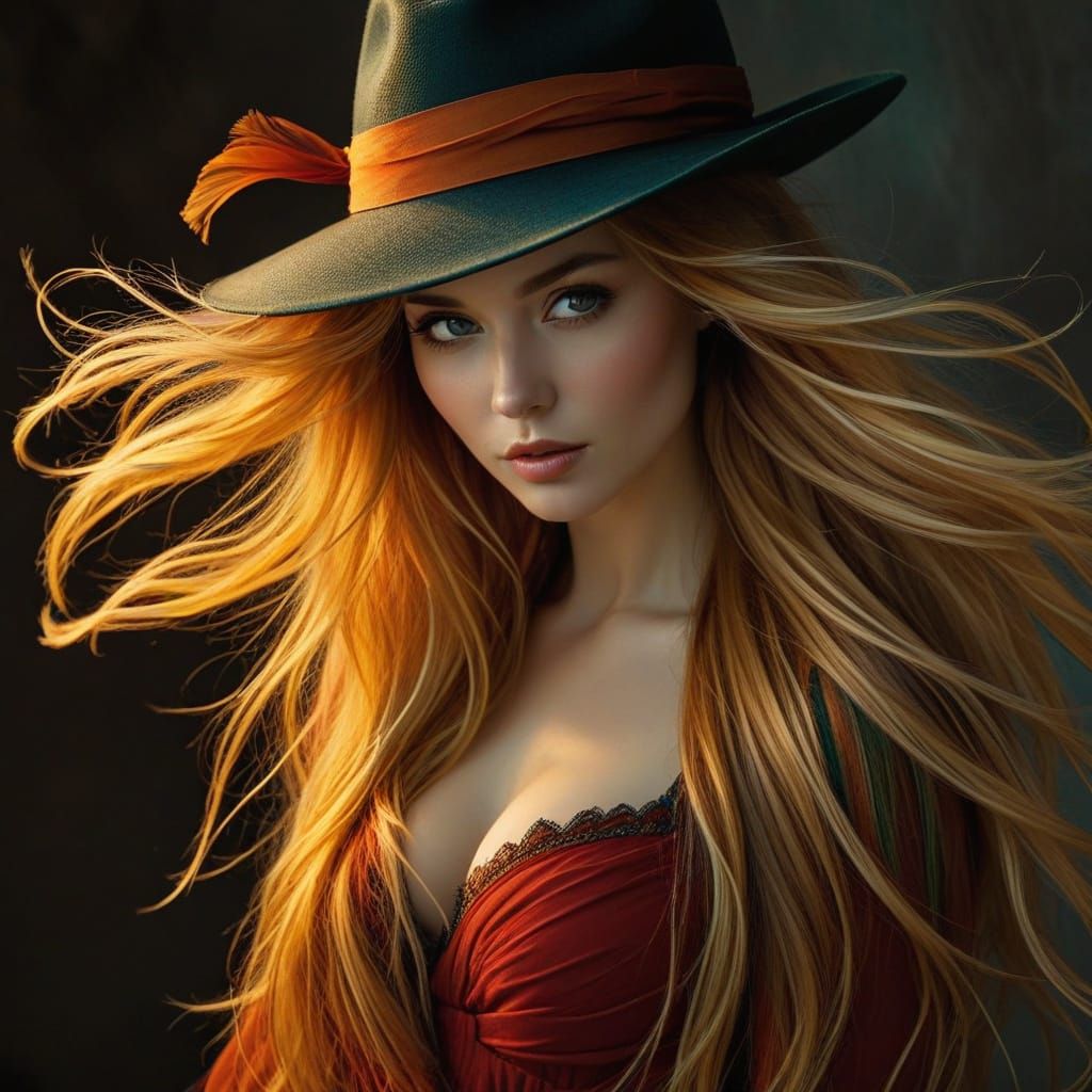 Stunningly Gorgeous Woman in a Vibrant Fantasy Setting
