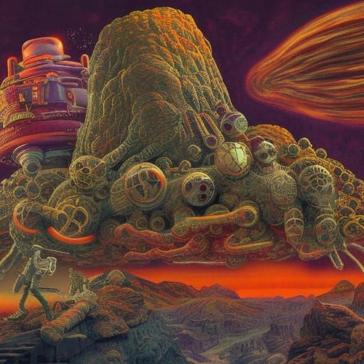 Psychedelic Atomic Rooster in R. Crumb Style