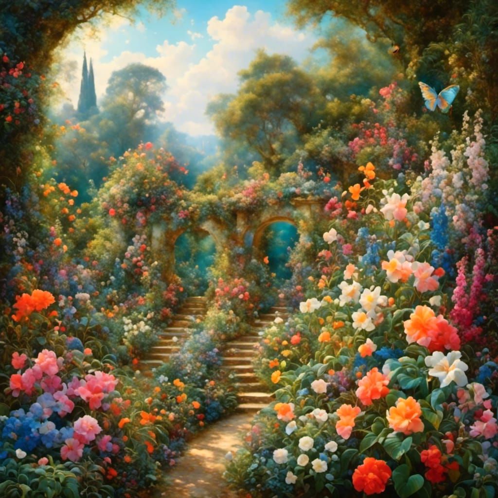 Mystical Midnight Garden of Secret Flowers