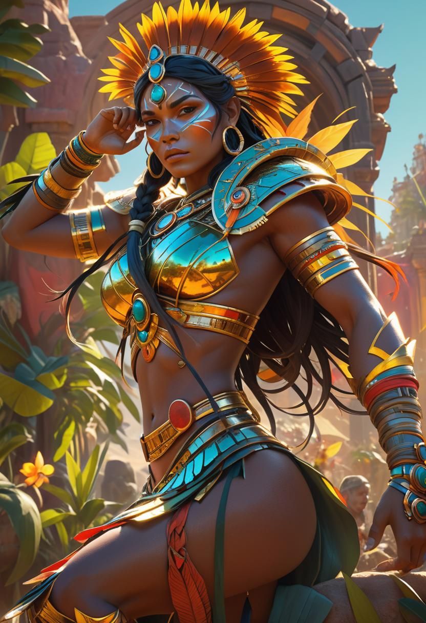 Amazon Warrior Portrait in Hyperdetailed Style