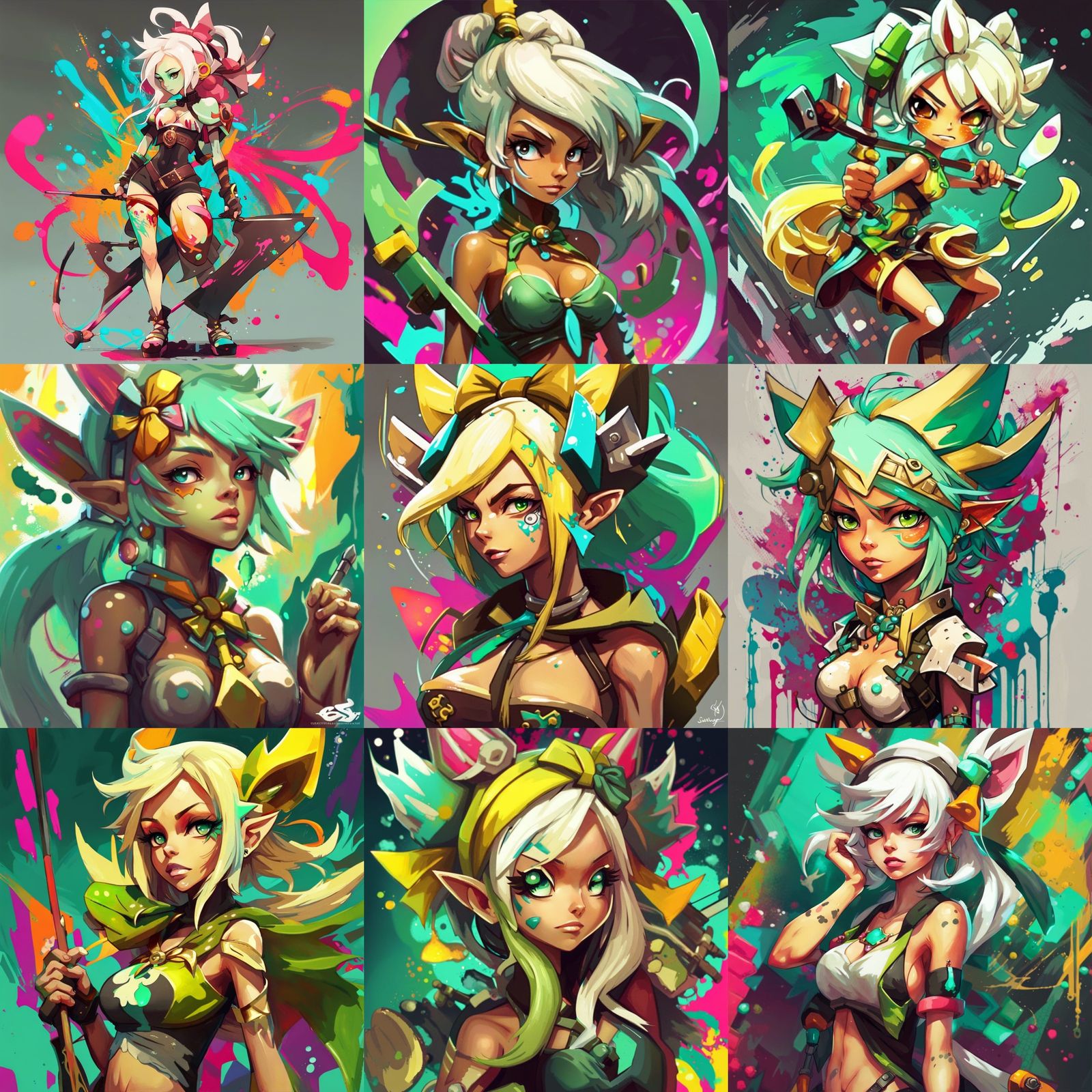 Evangelyne with Bow in Wakfu Graffiti Style