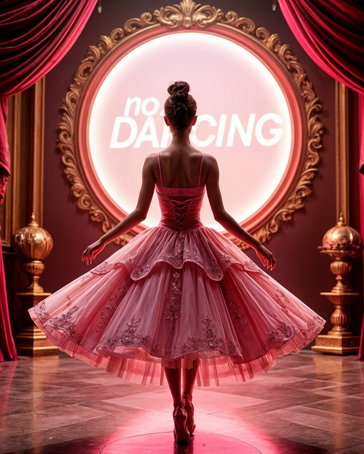 Ballerina Gazing at No Dancing Sign, Art Nouveau Punk