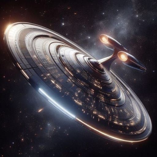 Futuristic Starship USS Discovery in Dazzling Light
