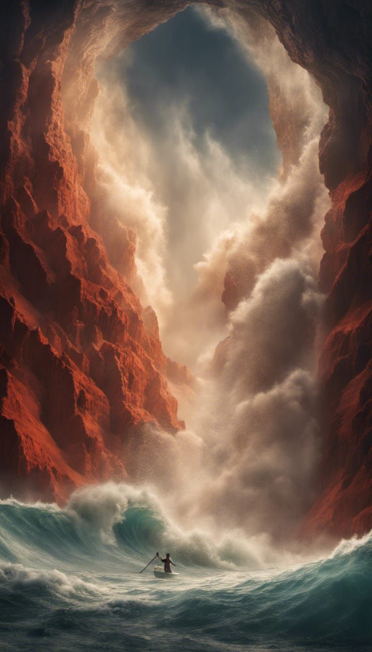 Moses Parts the Red Sea in Hyperrealism