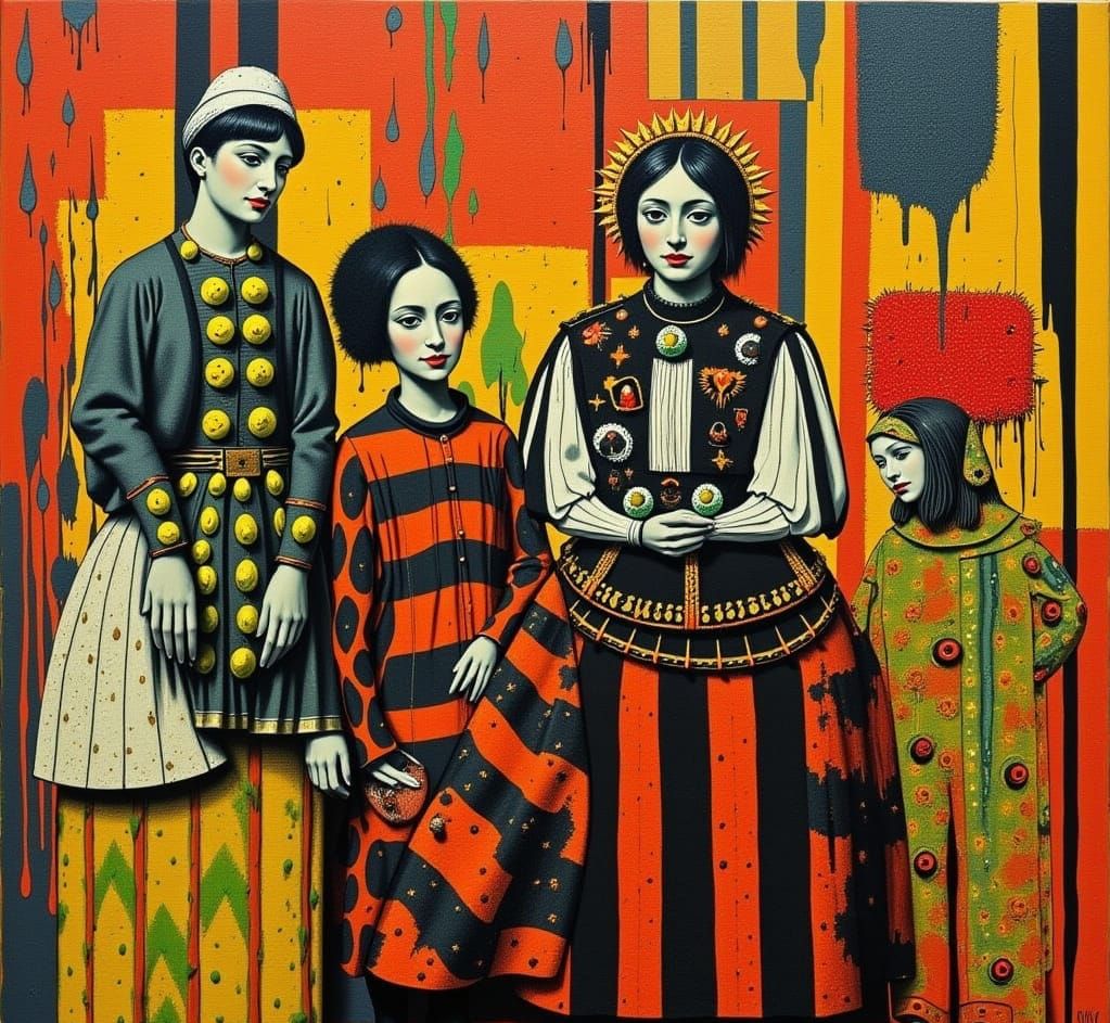 Abstract Graffiti Art with Cactus Elements