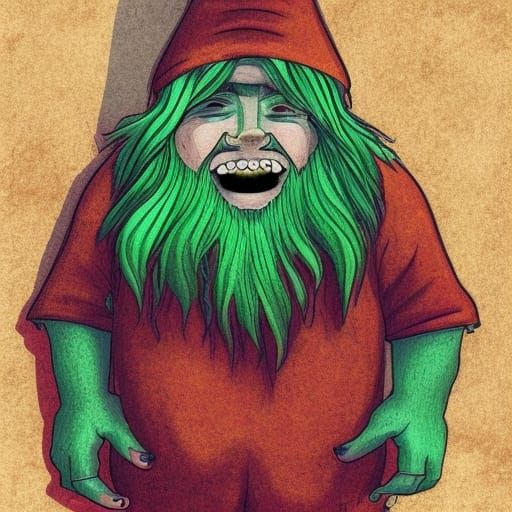 Psychedelic Swamp Gnome Enjoys Berries