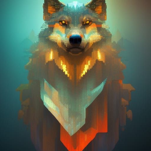 Pixel Art Majestic Wolf in 8K Resolution