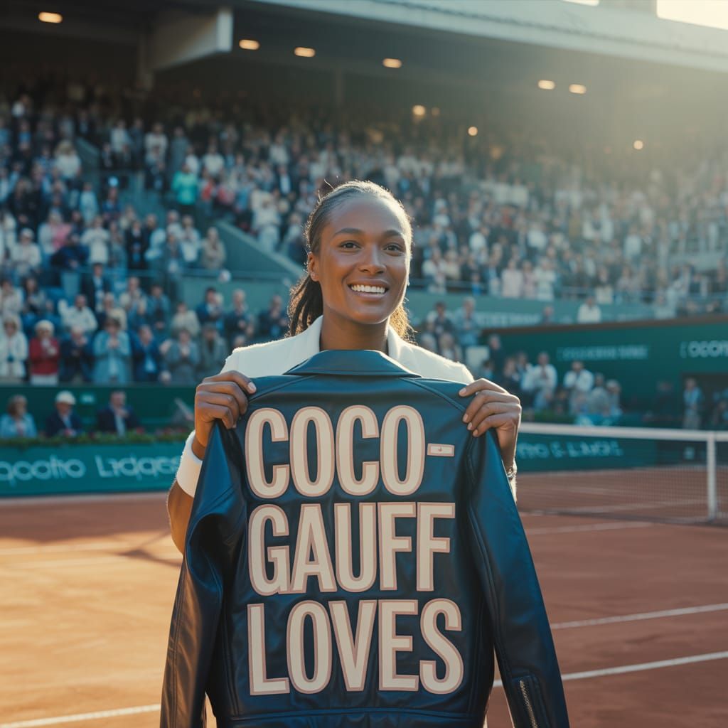 Coco Gauff's Victory with Custom Leather Jacket