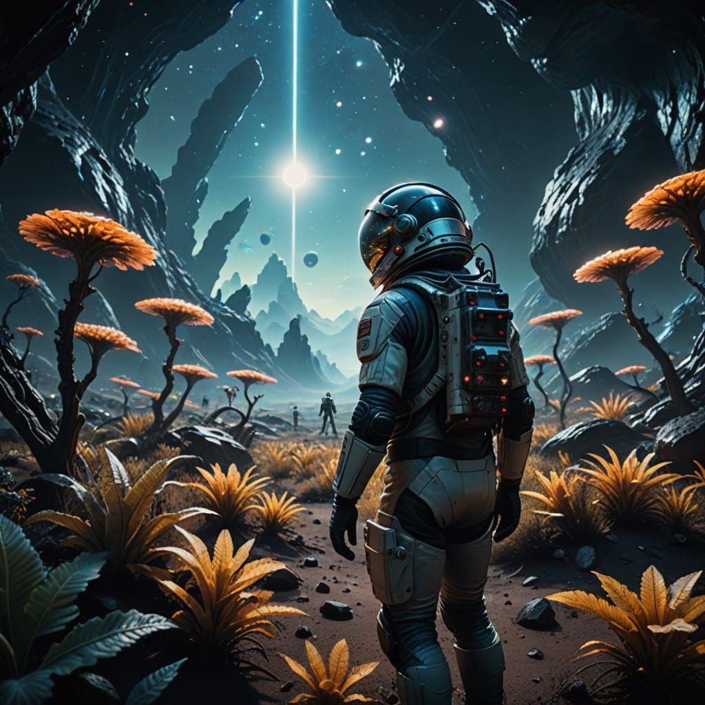 Retro Futuristic Landscape on a Distant Alien World