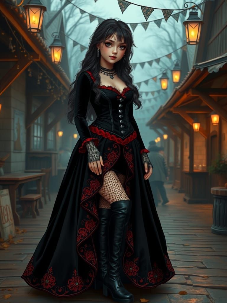 Gothic Maiden at Renaissance Faire, Fairytale Art