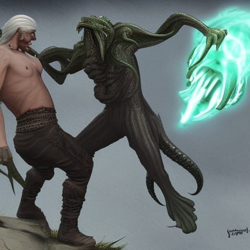 Cthulhu vs Geralt of Rivia Epic Battle