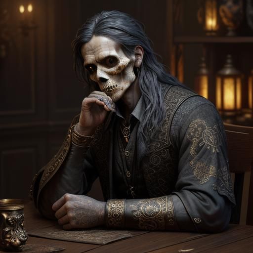 Gothic Still Life: Skull Surrounded by Dark Flowers