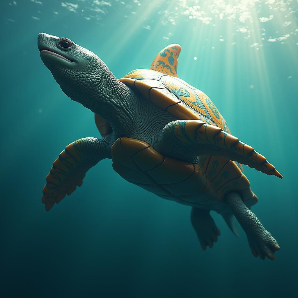 Shark Tortoise Hybrid in High-Fantasy Style