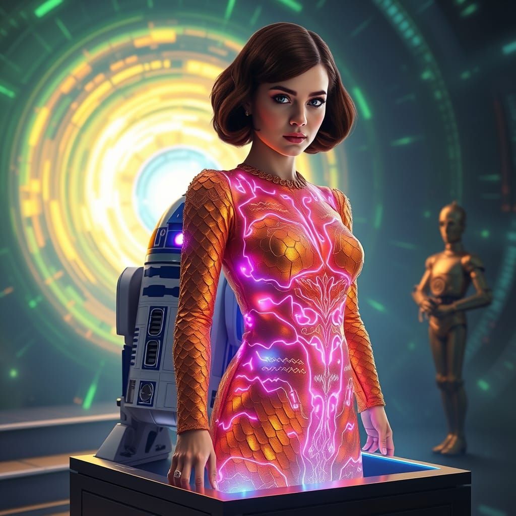 R2-D2 Projects Futuristic Princess Leia in Holographic Displ...