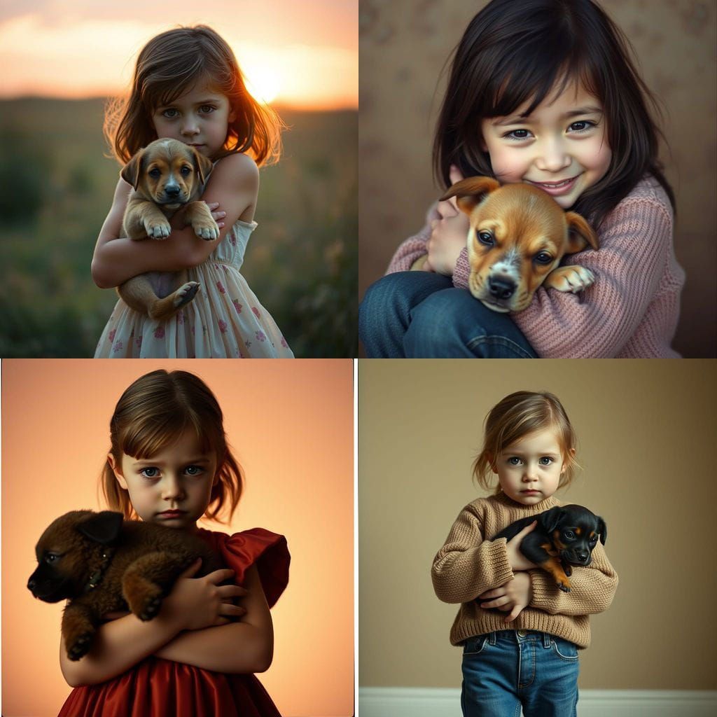 Puppy Comforts Girl in Cinematic Film Still