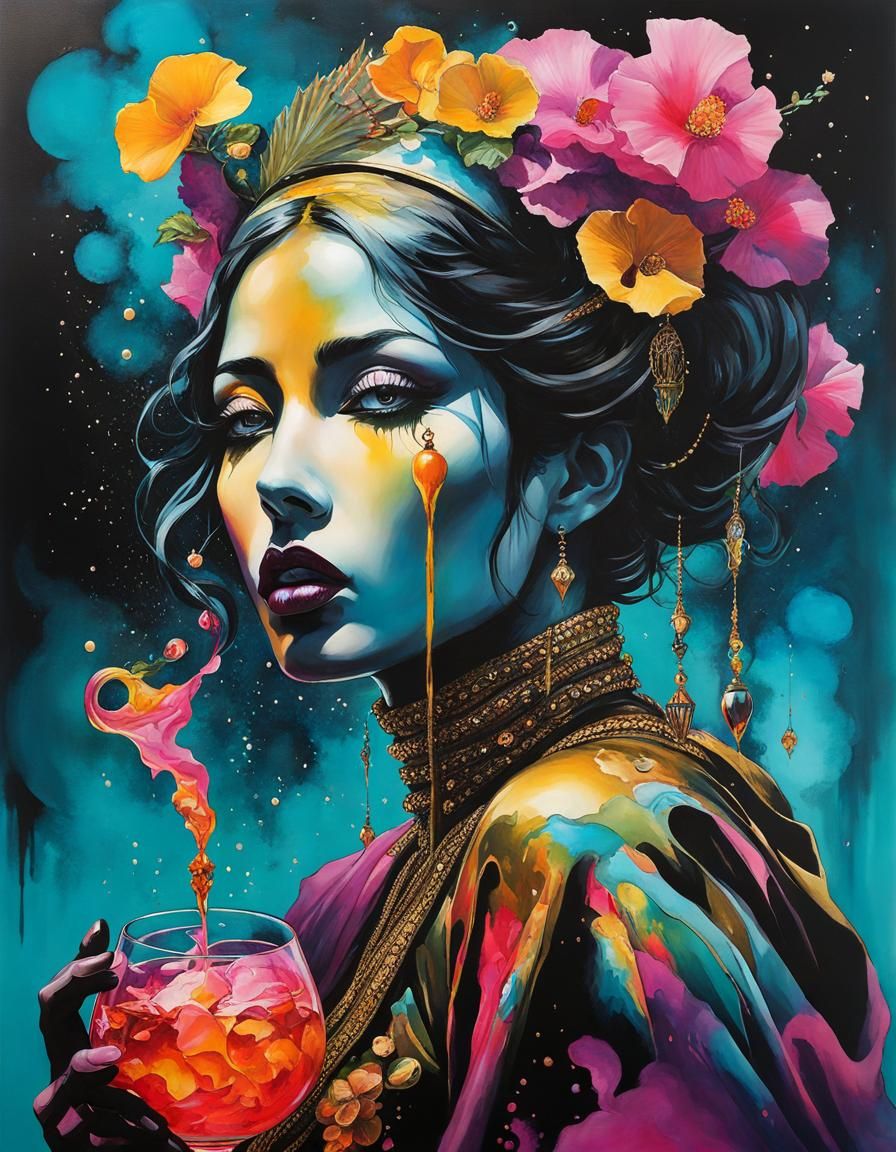 Serpentine Titan in Surreal Gouache Style