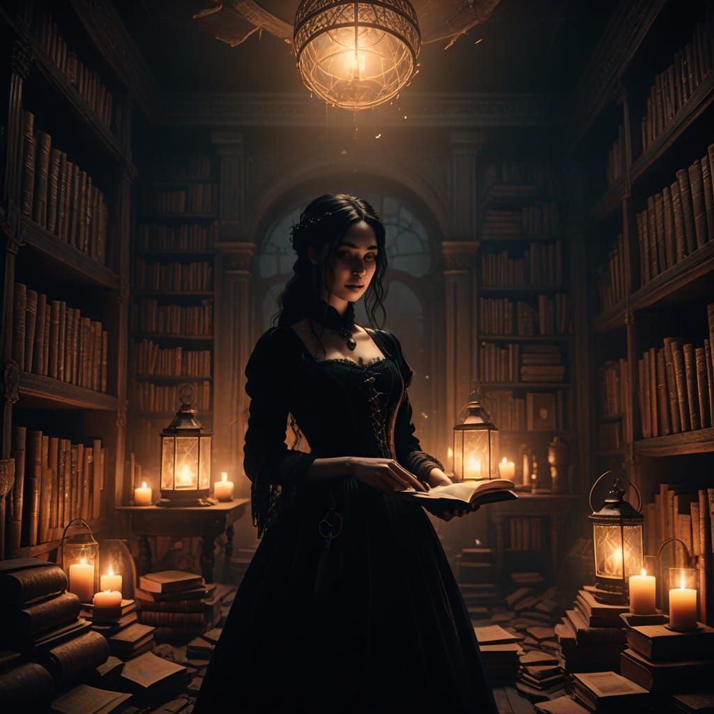 Mysterious Witch's Chamber in Dark Fantasy Style