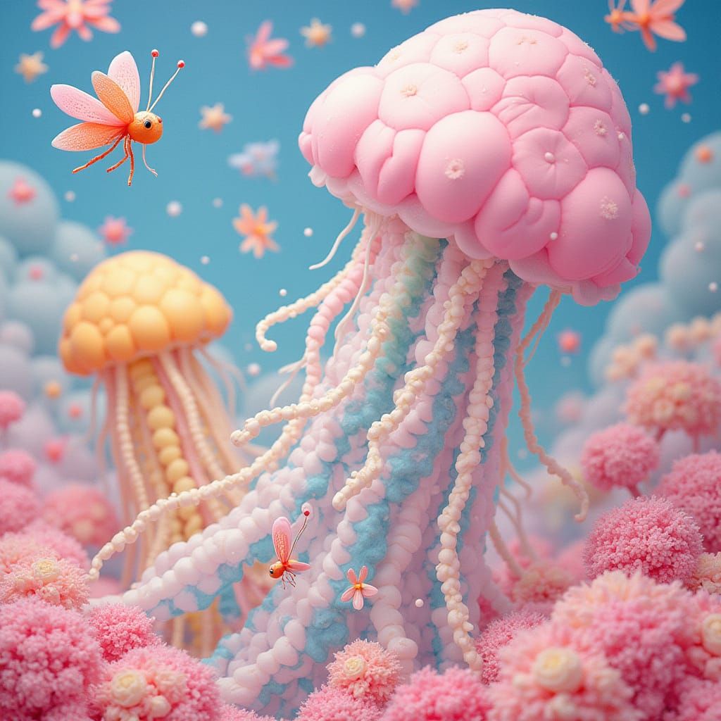 Marshmallow jellyfish and honeycomb fireflies