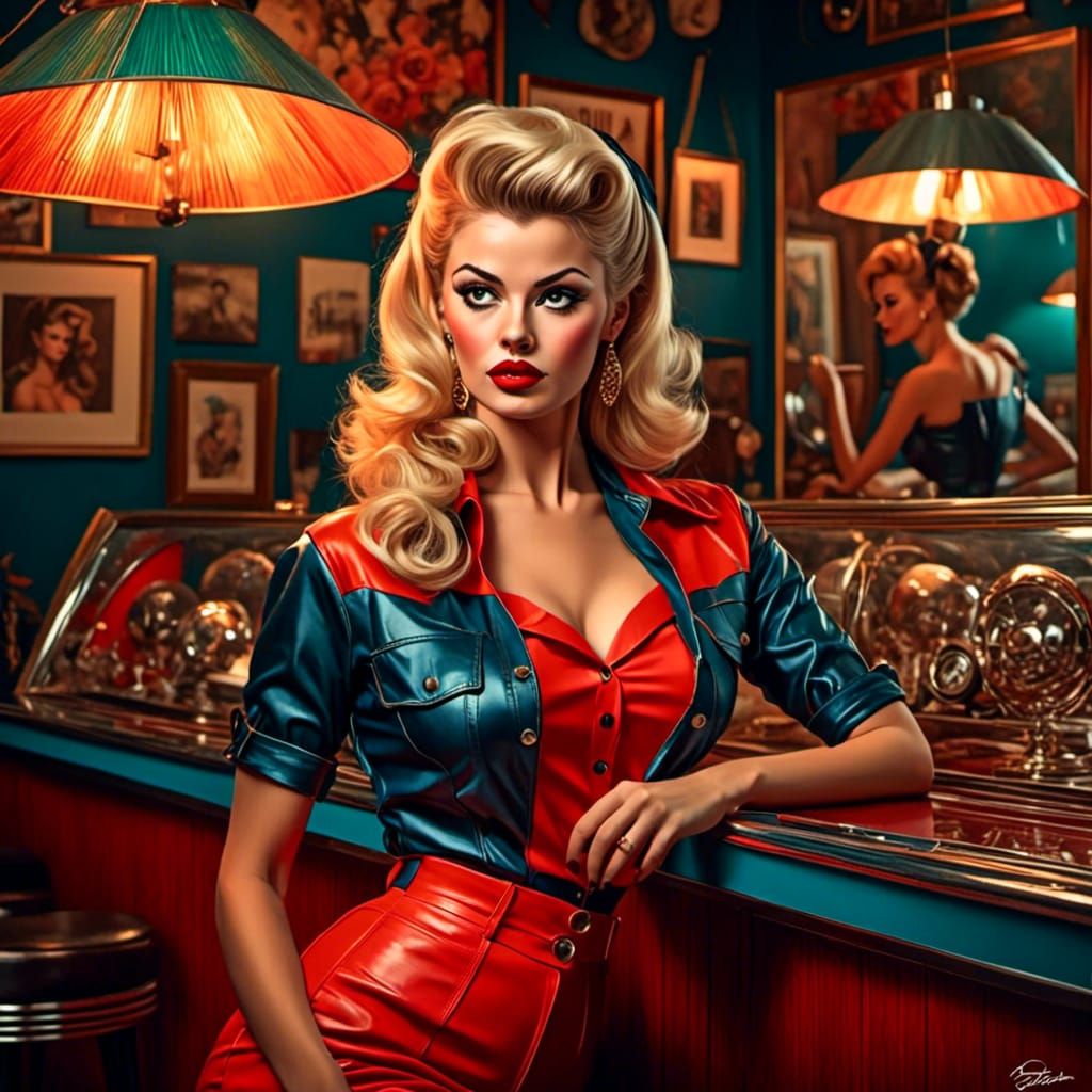 Retro Pinup Goddess in Rockabilly Style