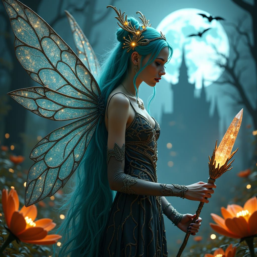 Mystical Fairy in Enchanted Forest, Fantasy Art