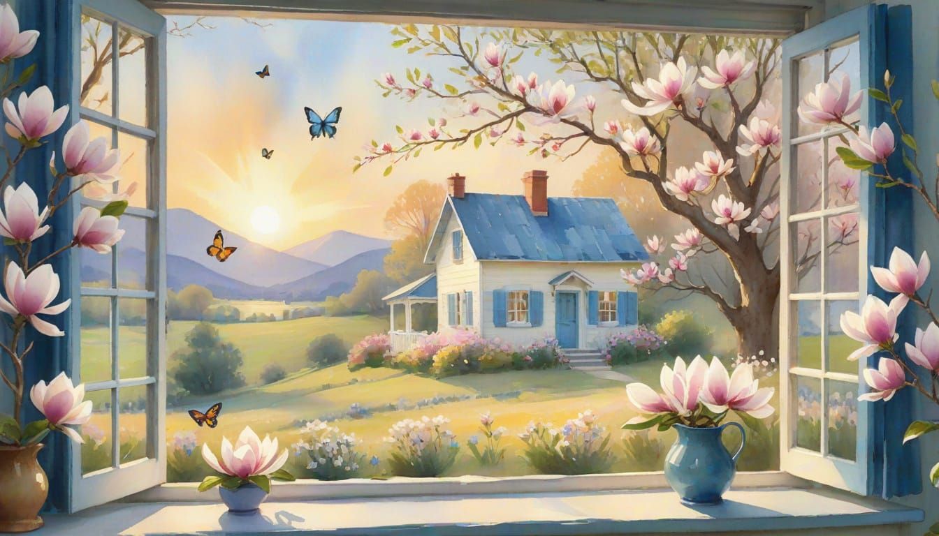 Impressionist Magnolia Blooms in Soft Focus