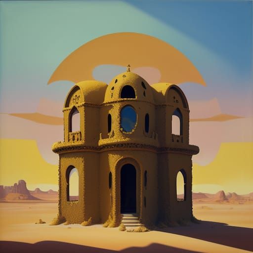 Surreal Desert Dreamhouse with Hourglass Shape