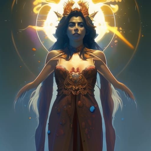 Solar Witch Portrait in Hyperdetailed Digital Art