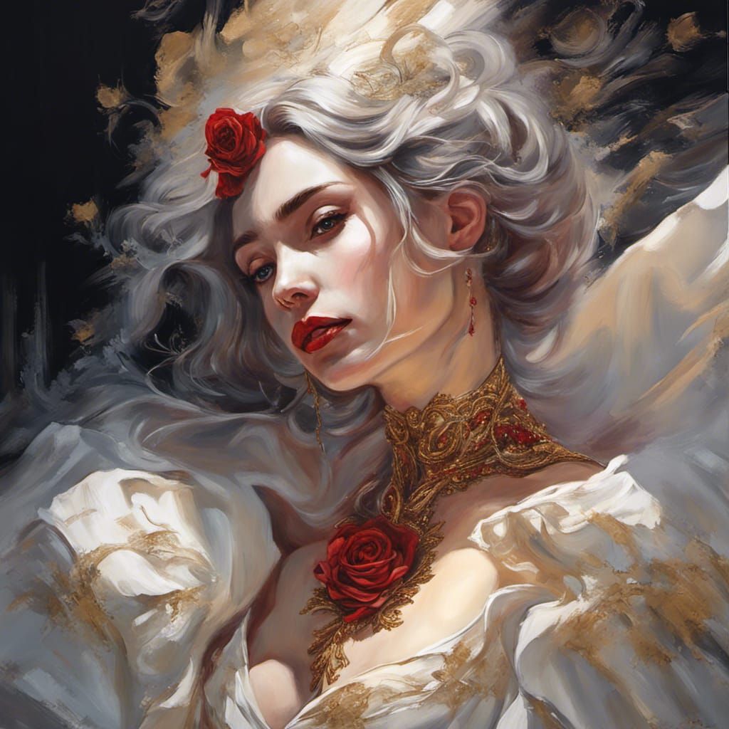 Woman in Golden Dress: Realistic Fantasy Portrait