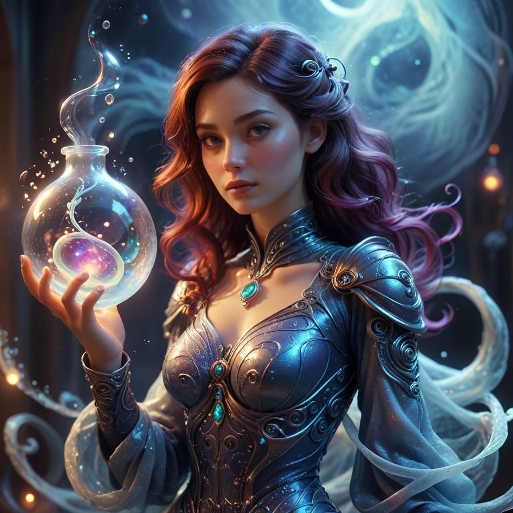 Surreal Digital Art of a Woman in a Sci-Fi Outfit Holding a ...