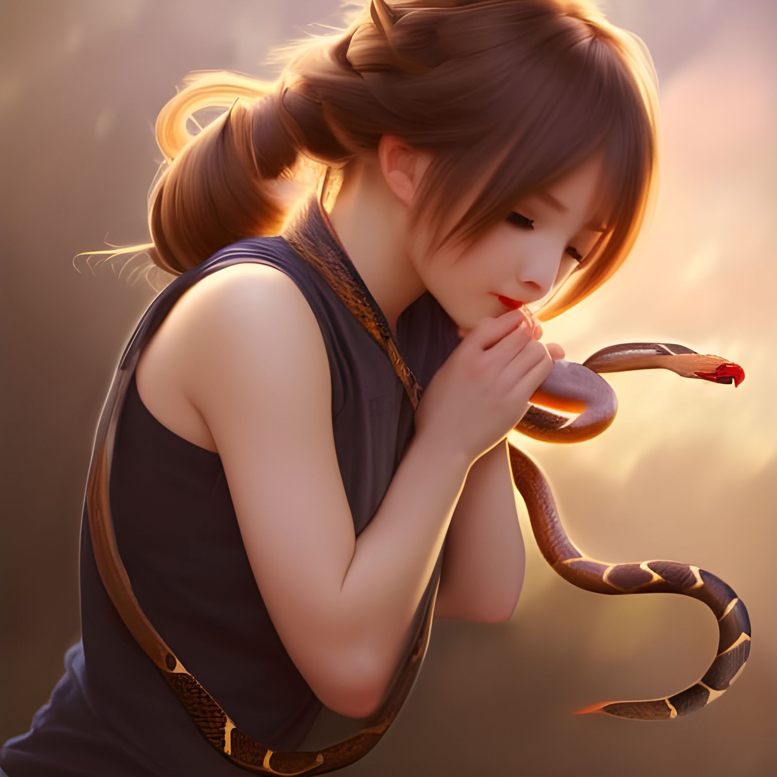 Girl hugging a snake