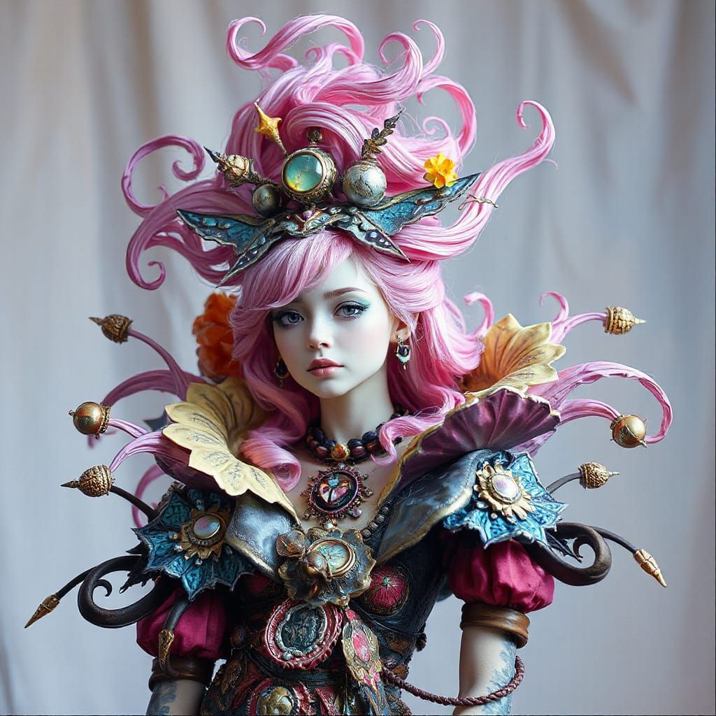 Vibrant Fantasy Woman in Whimsical Dreamlike Scene