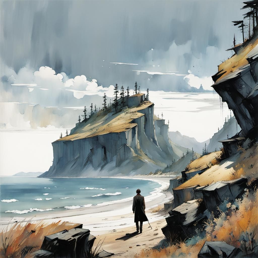 Person in Comic Book Panel on Mystical Coast