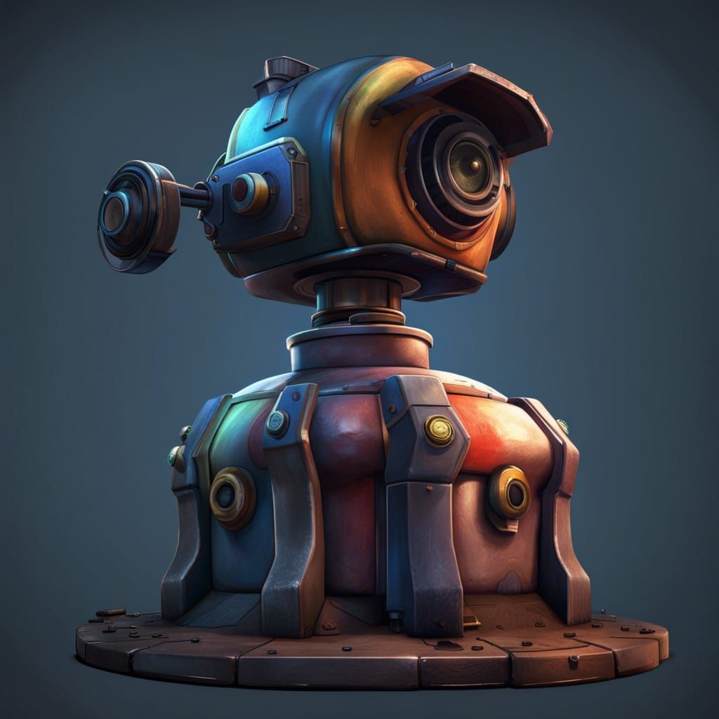 Hyperrealistic Sentry Turret Concept Art