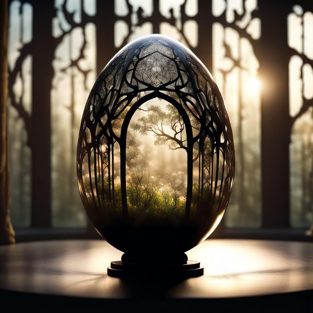 Mystic Gardens in Glass Egg: Photorealistic CGI Render